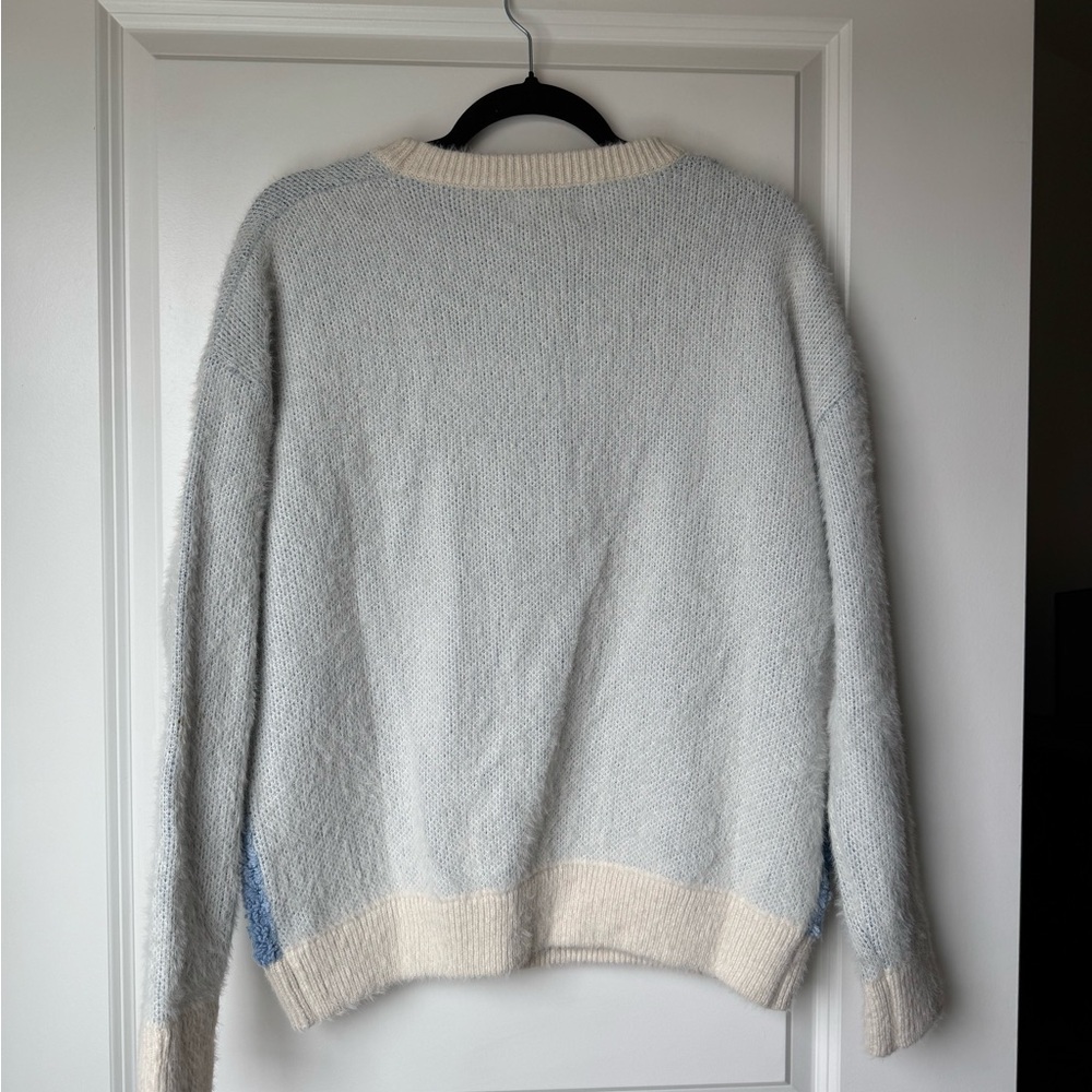 FRNCH Blue and Cream Patterned Sweater - Picture 2 of 4